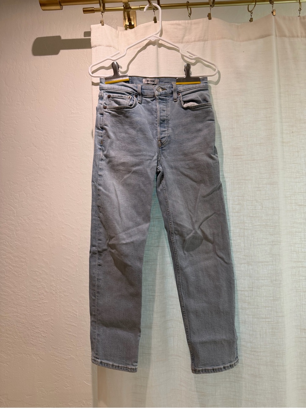 RE/DONE 70s High Waisted Raw Hem Stovepipe Jeans (Women's 27)